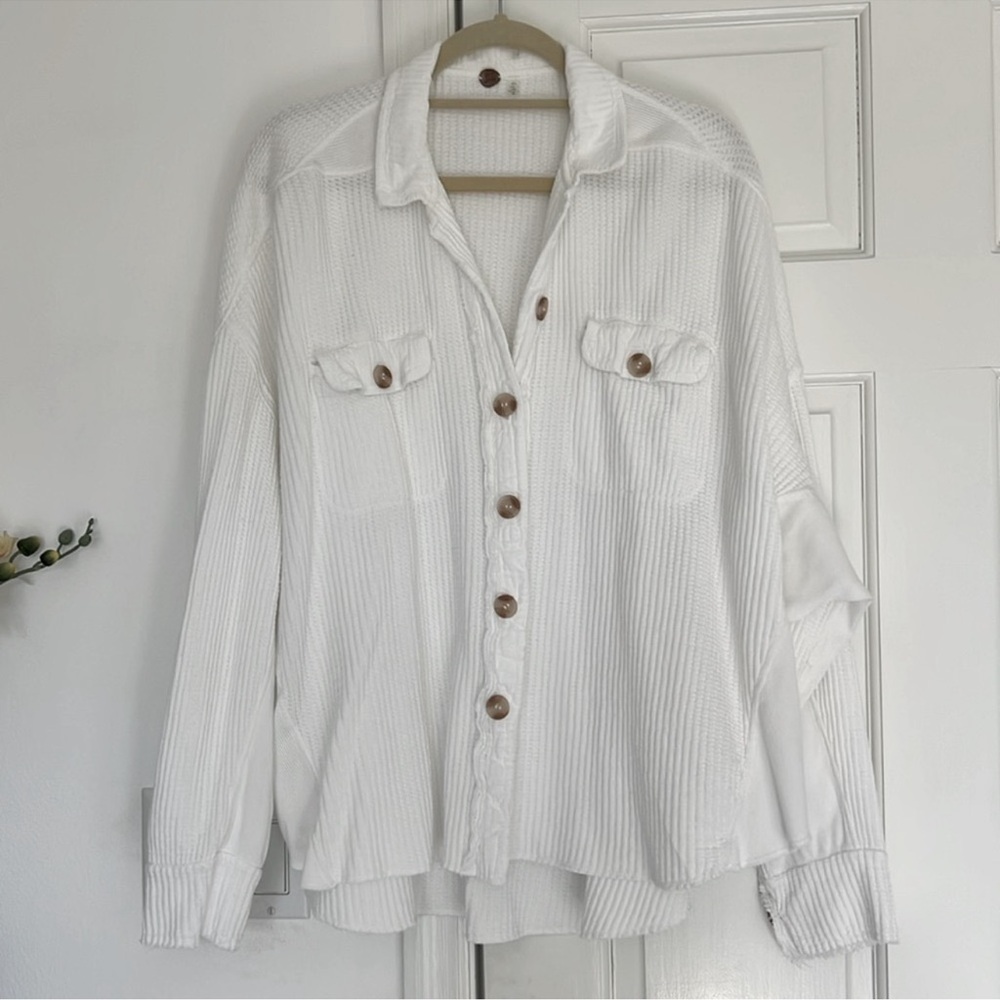 Free People One Scout Oversized Jacket White Size M - Picture 3 of 13